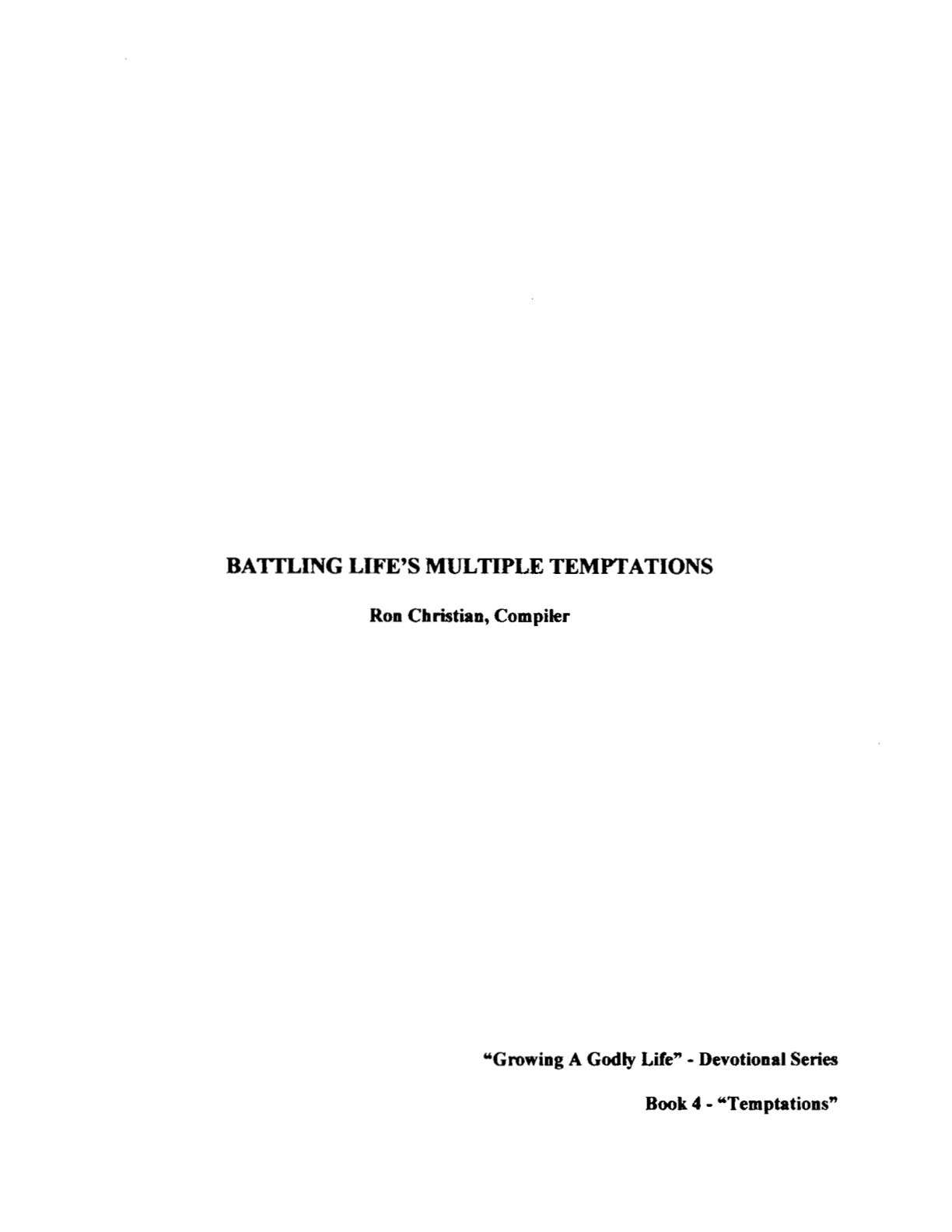 Cover of Battling Life's Multiple Temptations